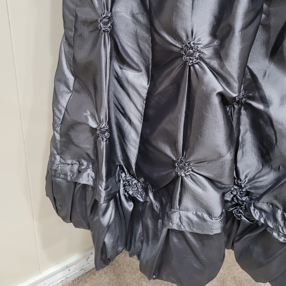 Nubiano Silver Gray Elegant 2-Piece Dress Suit Set Sz 8 Textured Midi Skirt - Picture 10 of 15